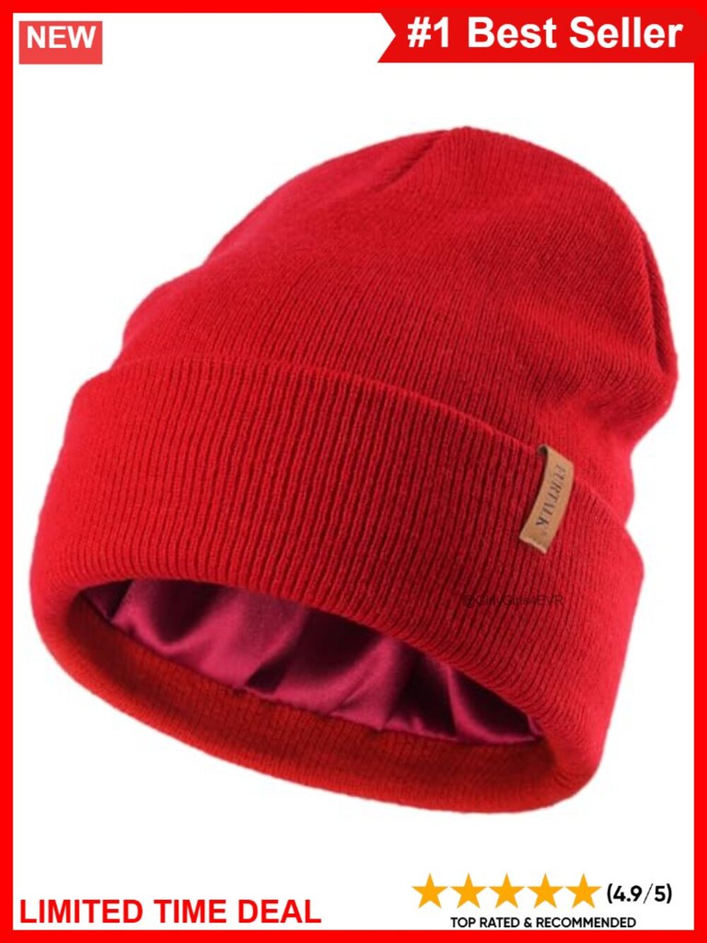Satin Lined Knit Beanie Acrylic Winter Hat Warm Slouchy Skull Cap